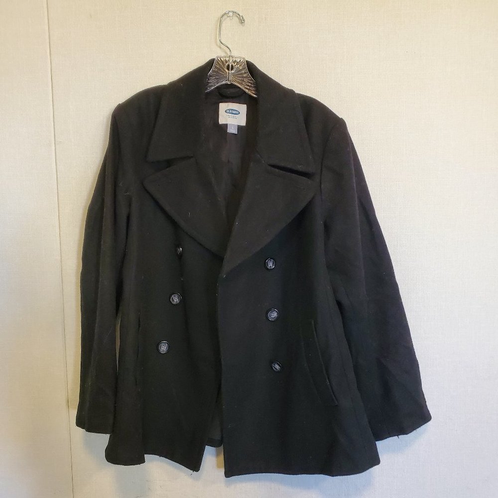 Women's Old Navy Black Pea coat. Size Large.‎ Woold Blend. Peacoat.